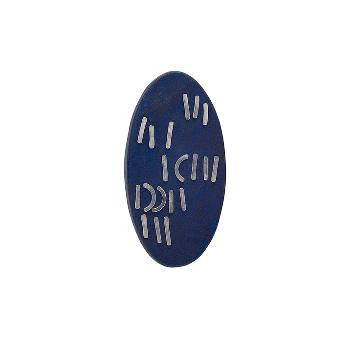 Silver on Blue Parenthesis Brooch by Caitlin Hegney