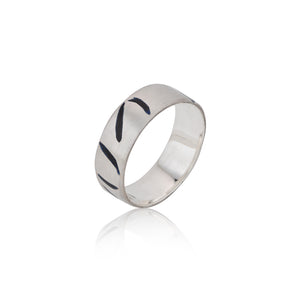 Slim Sterling Silver and Black Enamel Inlay Ring
