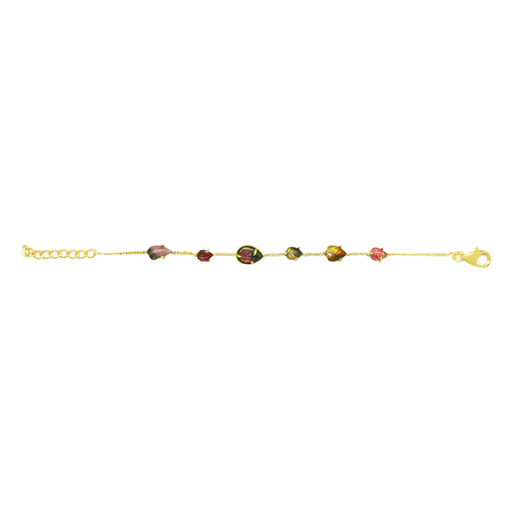 Hand carved watermelon tourmaline bracelet